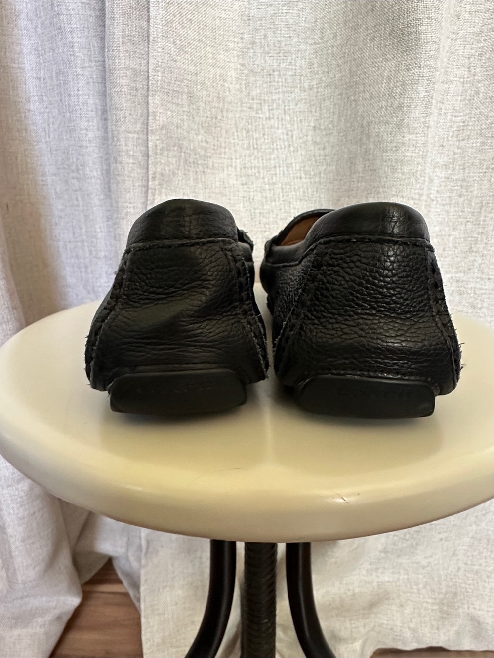 Coach Black Leather Arlene Driving Loafers with Gold Accent - Picture 3 of 7